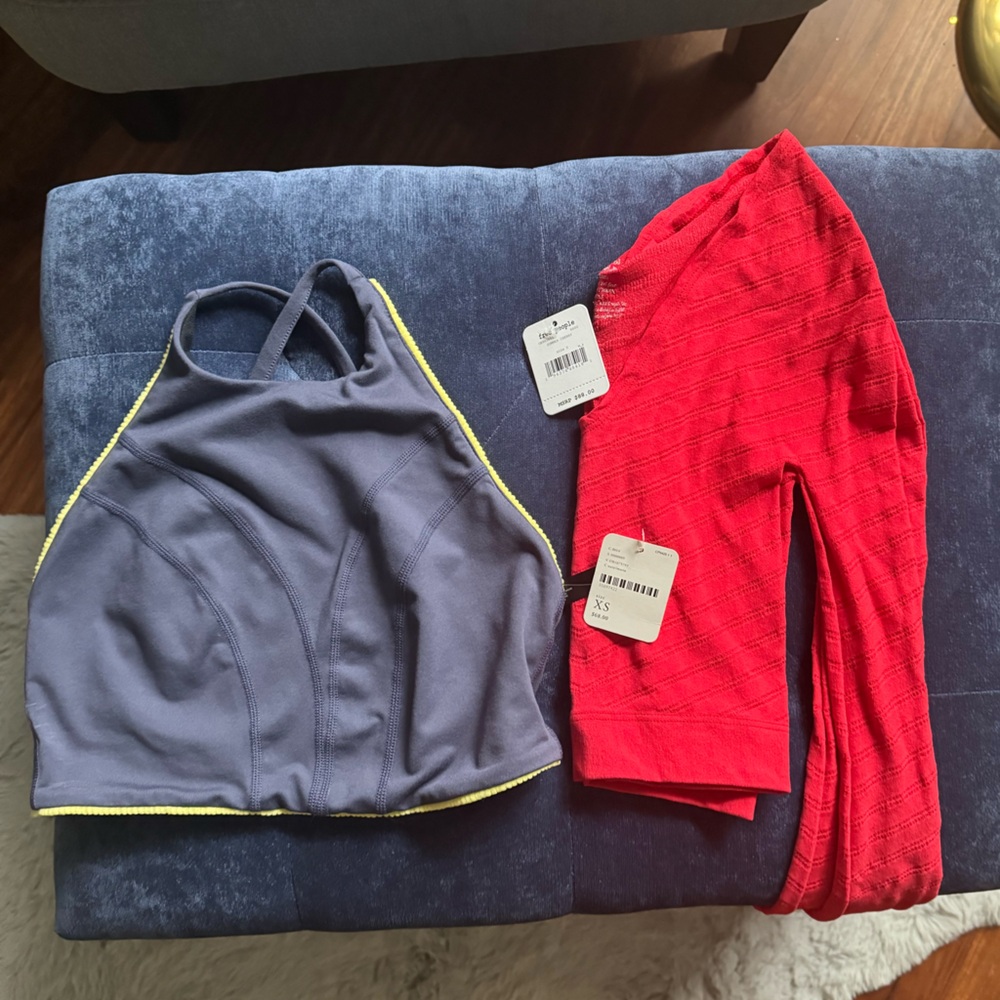 2 NWT Free People Movement Tops- 1 long sleeve xs & sleeveless crop sm